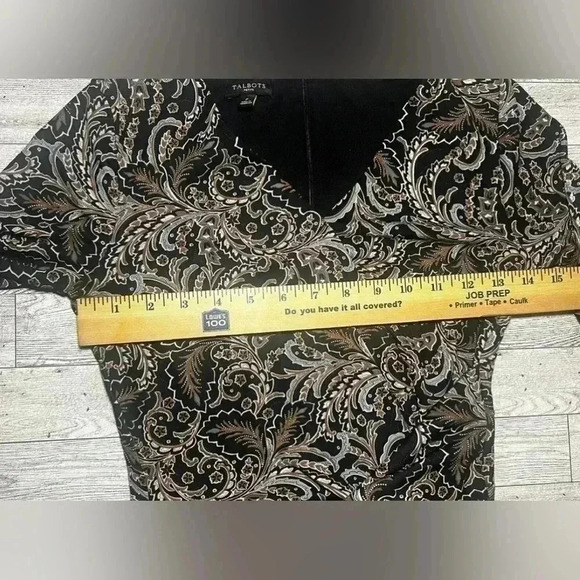 Talbots faux wrap orange brown houndstooth midi dress - Picture 5 of 11